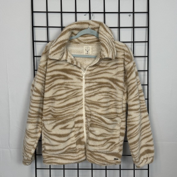 Billabong Jackets & Blazers - Billabong Scenic Route Wubby Fleece Jacket Womens M Medium Beige Zebra Print